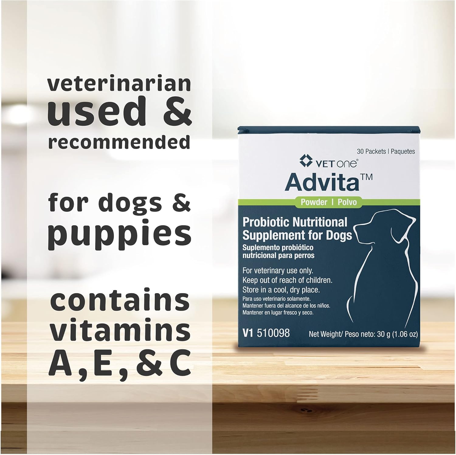 VetOne Advita Probiotic Nutritional Supplement for Dogs - 30 Packets, Supports Digestive Health