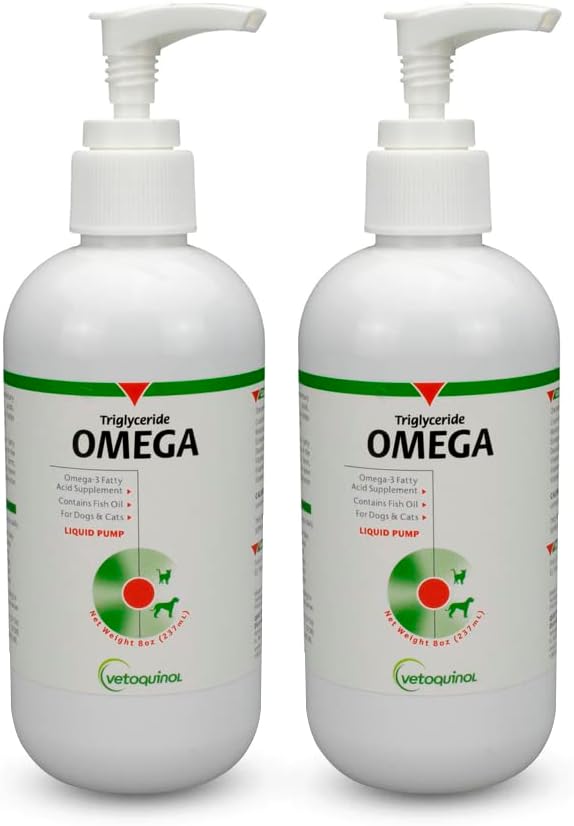 Vetoquinol Omega 3 Liquid Fish Oil Supplement for Dogs & Cats, 8oz, 2 Pack - Promotes Skin, Coat, Joint, & Immune Health