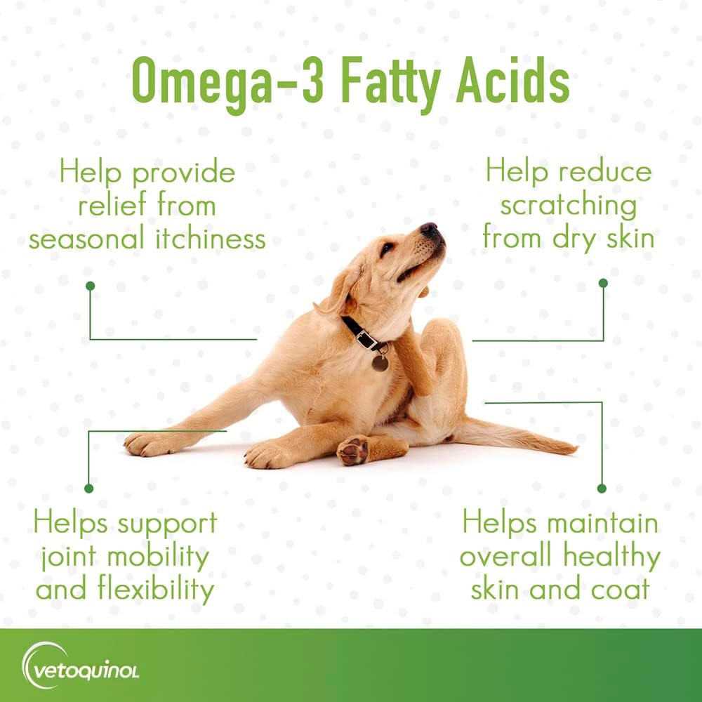 Vetoquinol Omega 3 Liquid Fish Oil Supplement for Dogs & Cats, 8oz, 2 Pack - Promotes Skin, Coat, Joint, & Immune Health