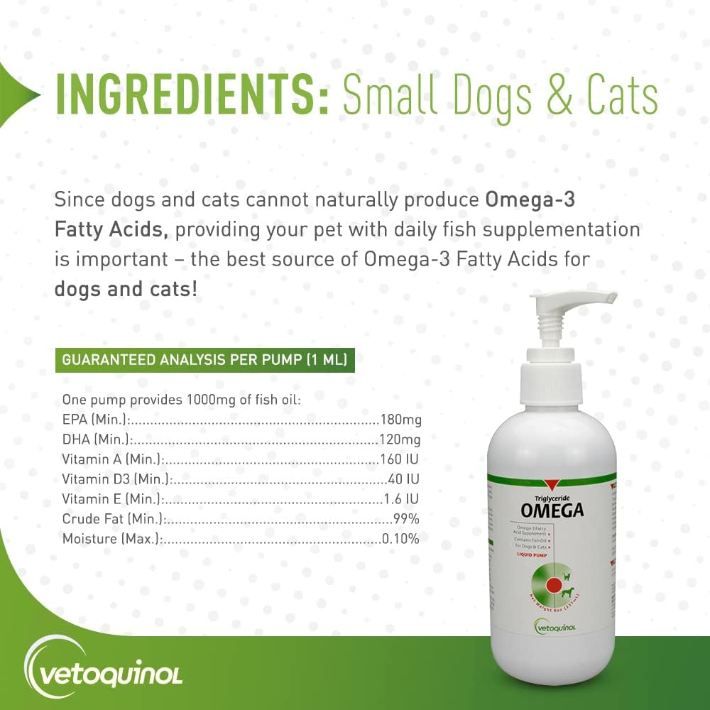 Vetoquinol Omega 3 Liquid Fish Oil Supplement for Dogs & Cats, 8oz, 2 Pack - Promotes Skin, Coat, Joint, & Immune Health