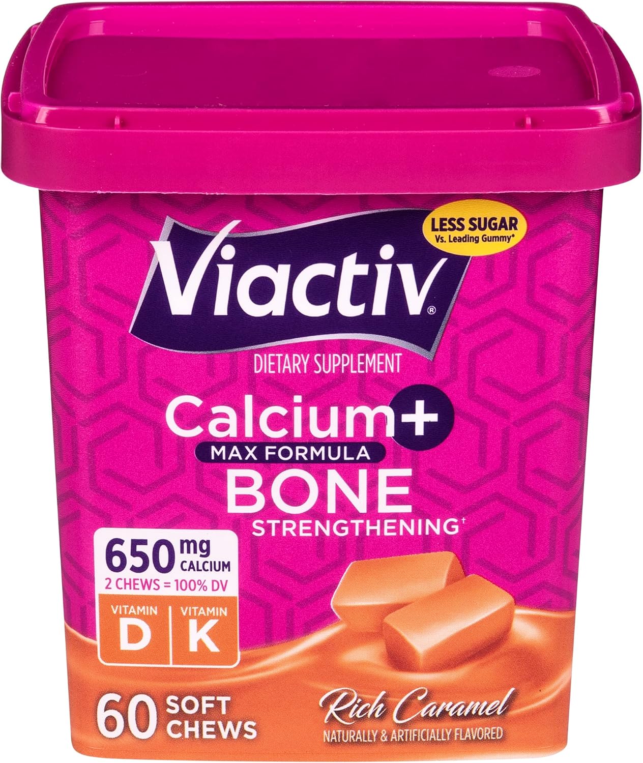 Viactiv Calcium + Vitamin D3 Soft Chews, Caramel & Milk Chocolate - 60 Chews for Bone Health