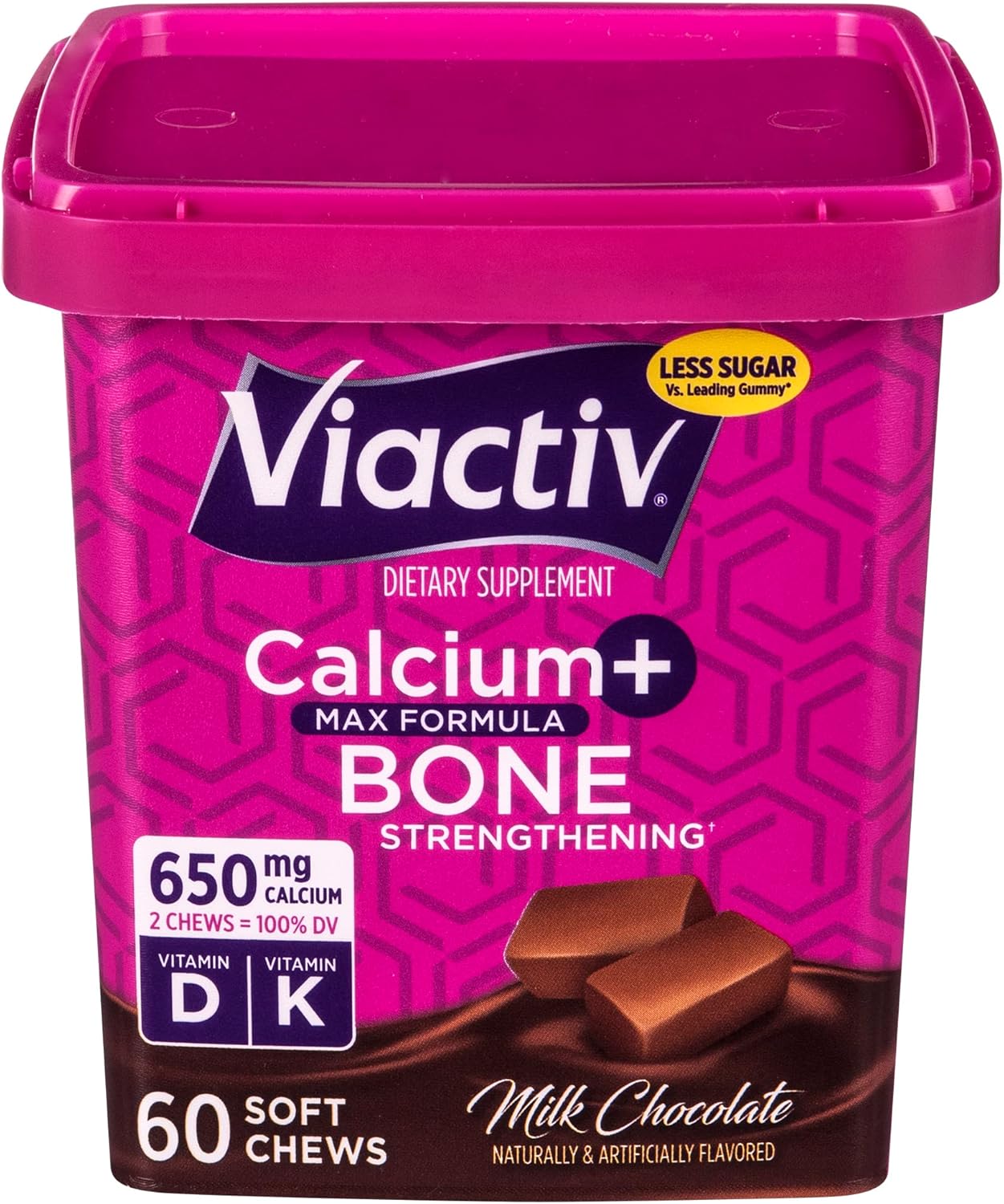 Viactiv Calcium + Vitamin D3 Soft Chews, Caramel & Milk Chocolate - 60 Chews for Bone Health