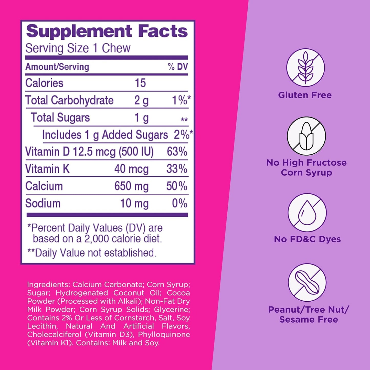 Viactiv Calcium + Vitamin D3 Soft Chews, Caramel & Milk Chocolate - 60 Chews for Bone Health