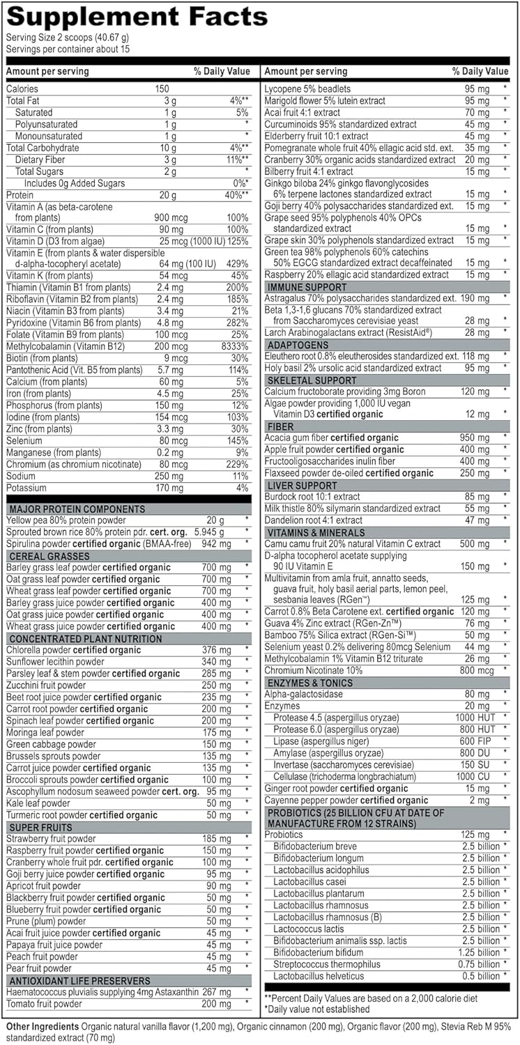 Vibrant Health Maximum Vibrance Vanilla Bean Vegan Meal Shake 15 Servings
