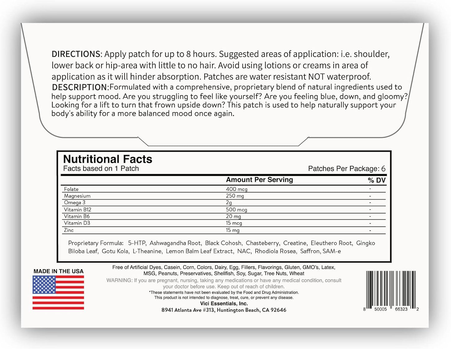 Vici Wellness Bye Bye Blues - 30 Patch Pack for Mood Support