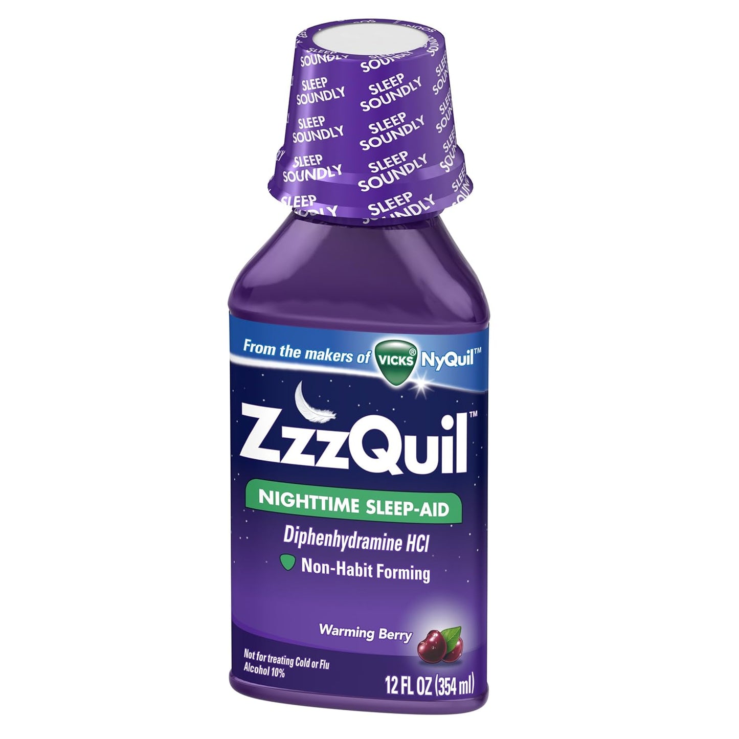 Vicks ZzzQuil Nighttime Sleep-Aid Liquid - Berry Flavor - 12 Fl Oz - Warming Formula