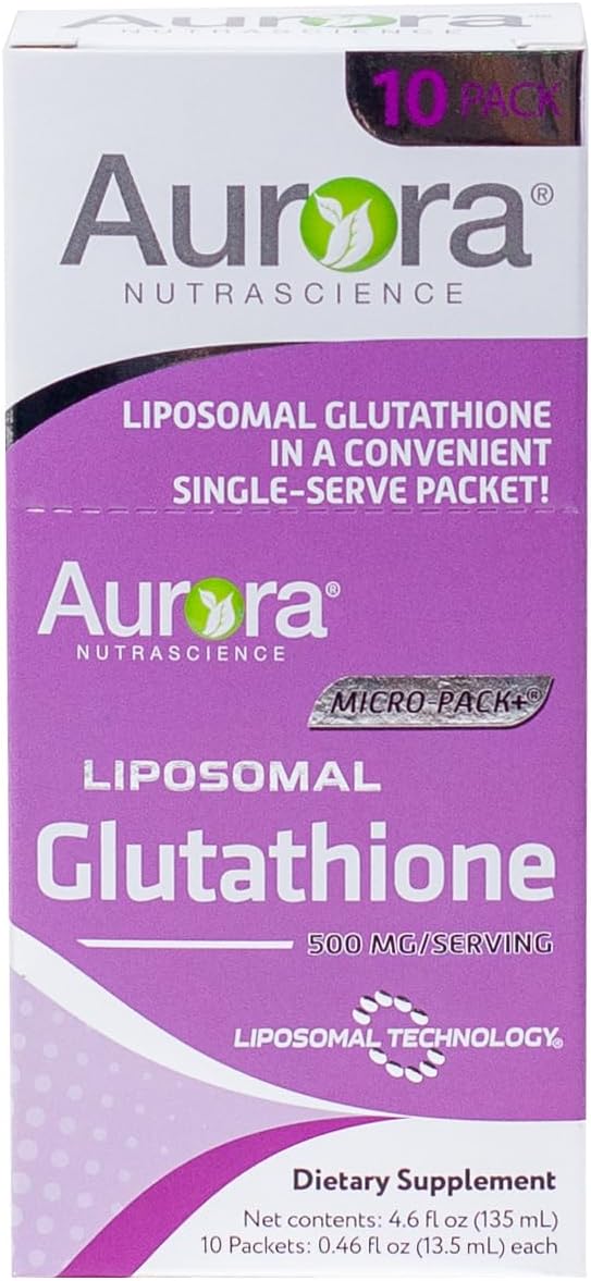 Vida Lifescience Aurora Nutrascience Micro-Liposomal Liquid Glutathione - Immune Support & Antioxidant - 500mg, 10 Packets