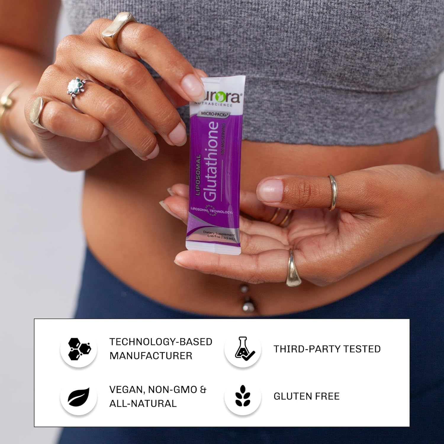 Vida Lifescience Aurora Nutrascience Micro-Liposomal Liquid Glutathione - Immune Support & Antioxidant - 500mg, 10 Packets