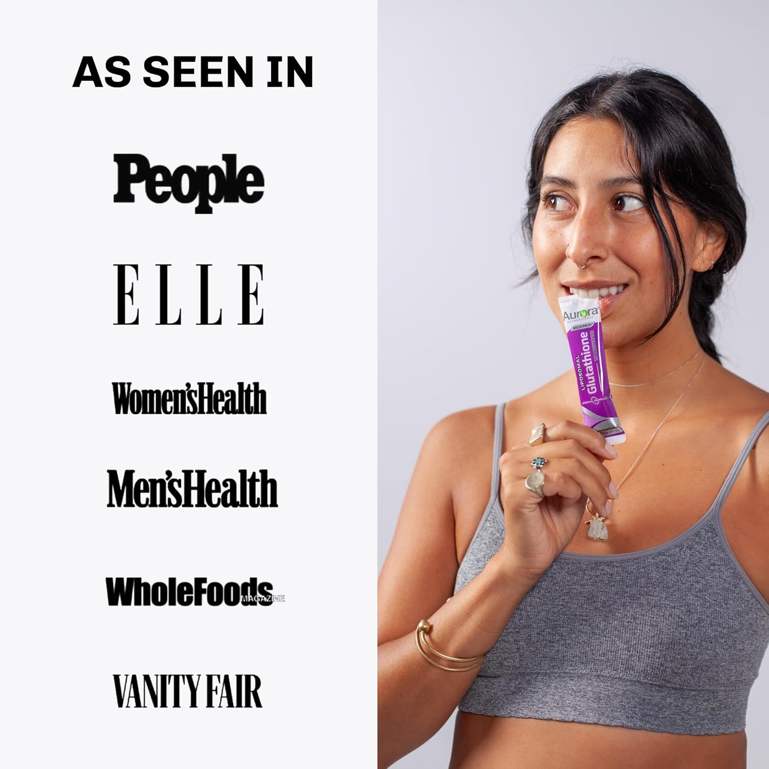 Vida Lifescience Aurora Nutrascience Micro-Liposomal Liquid Glutathione - Immune Support & Antioxidant - 500mg, 10 Packets