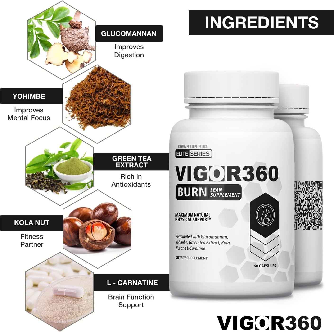 VIGOR 360 b Slimming Supplement: Thermogenesis & Lipogenesis Activation for Weight Management - 60 Capsules for Wellness and Well-Being