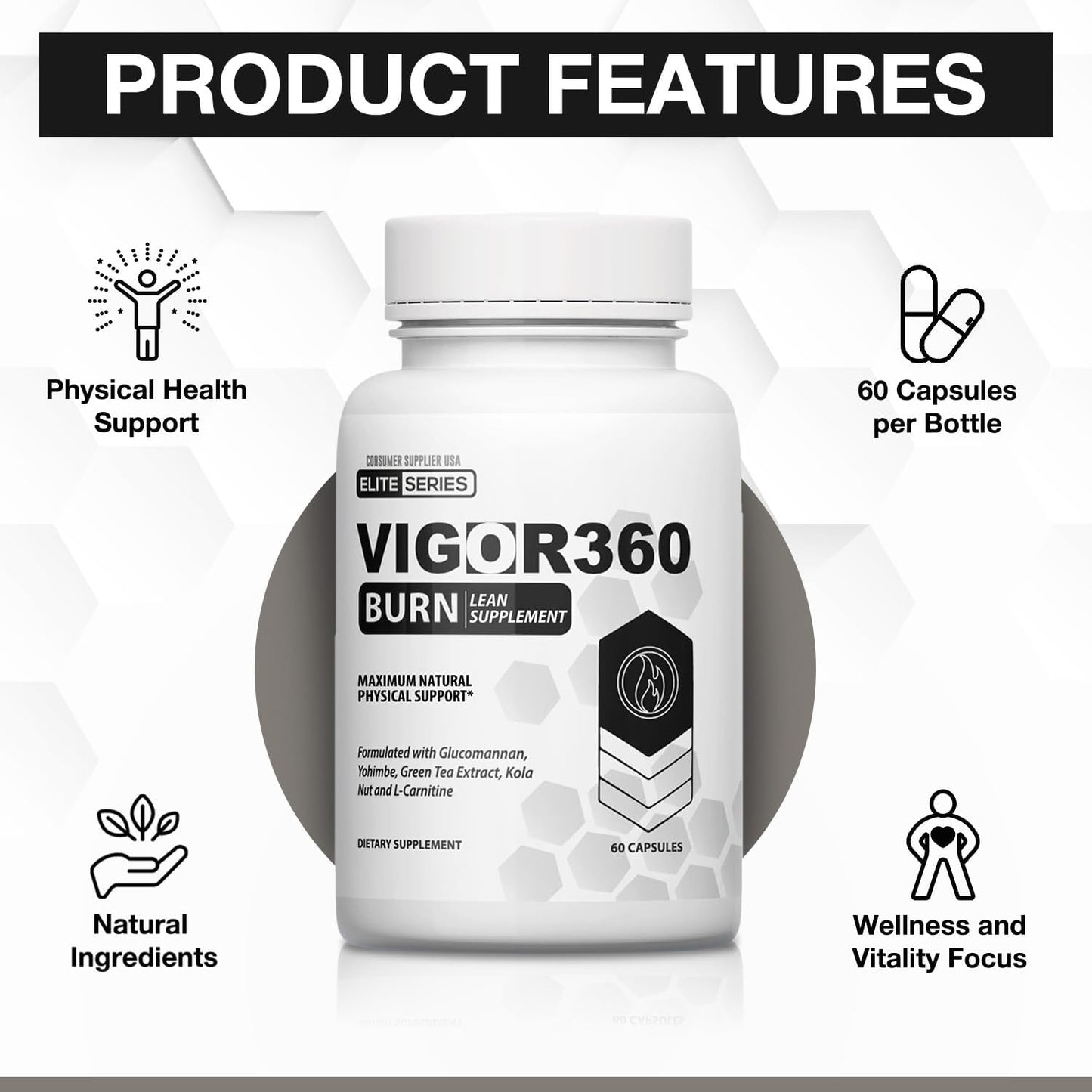VIGOR 360 b Slimming Supplement: Thermogenesis & Lipogenesis Activation for Weight Management - 60 Capsules for Wellness and Well-Being
