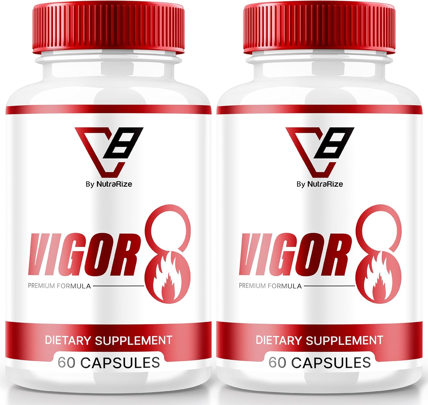 Vigor 8 Male Enhancing Formula (2 Pack) - Test Boost Supplement Capsules with Horny Goat Weed & Tongkat Ali (120 Capsules)
