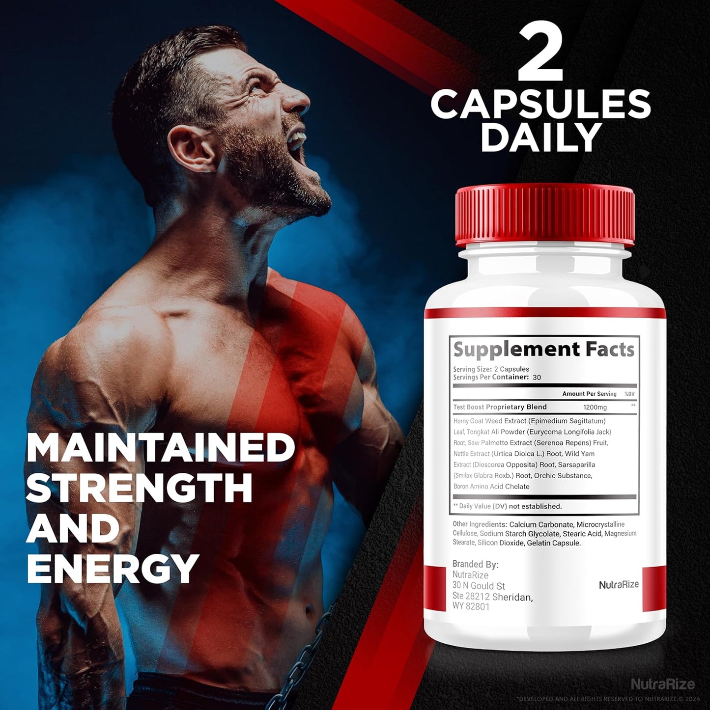 Vigor 8 Male Enhancing Formula (2 Pack) - Test Boost Supplement Capsules with Horny Goat Weed & Tongkat Ali (120 Capsules)