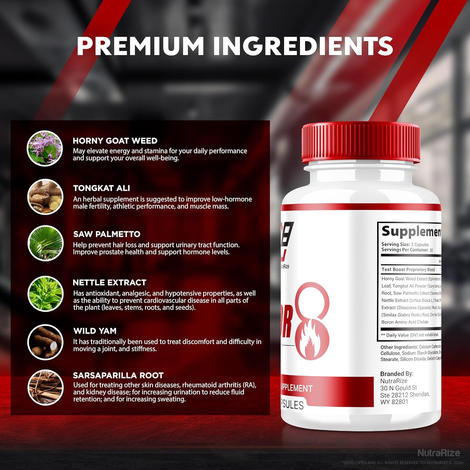 Vigor 8 Male Enhancing Formula (2 Pack) - Test Boost Supplement Capsules with Horny Goat Weed & Tongkat Ali (120 Capsules)