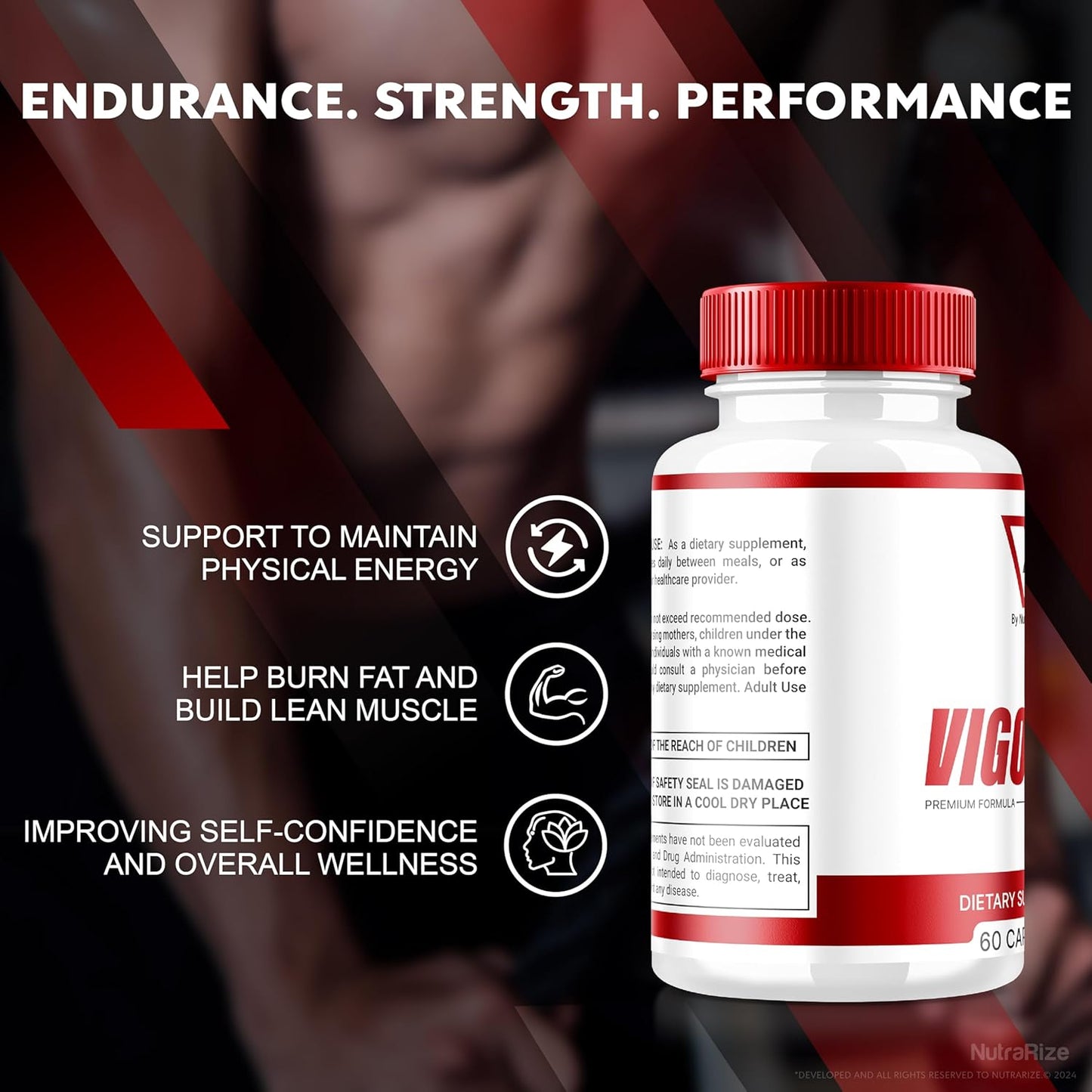 Vigor 8 Male Enhancing Formula (2 Pack) - Test Boost Supplement Capsules with Horny Goat Weed & Tongkat Ali (120 Capsules)