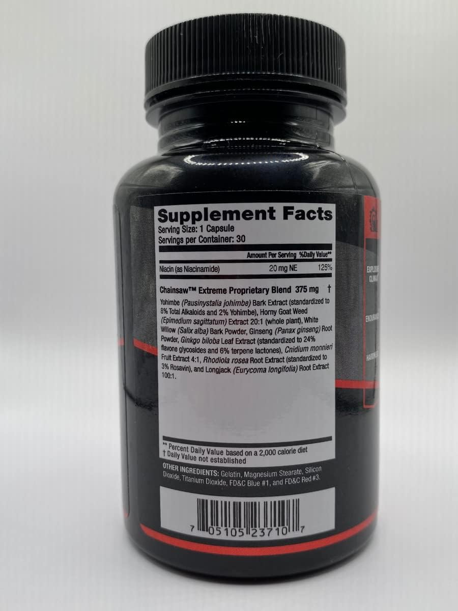 Vigor Labs Chainsaw Dietary Supplement - 30 Capsules for Firmness, Stamina, and Endurance - Made in USA - Boosts Blood Flow