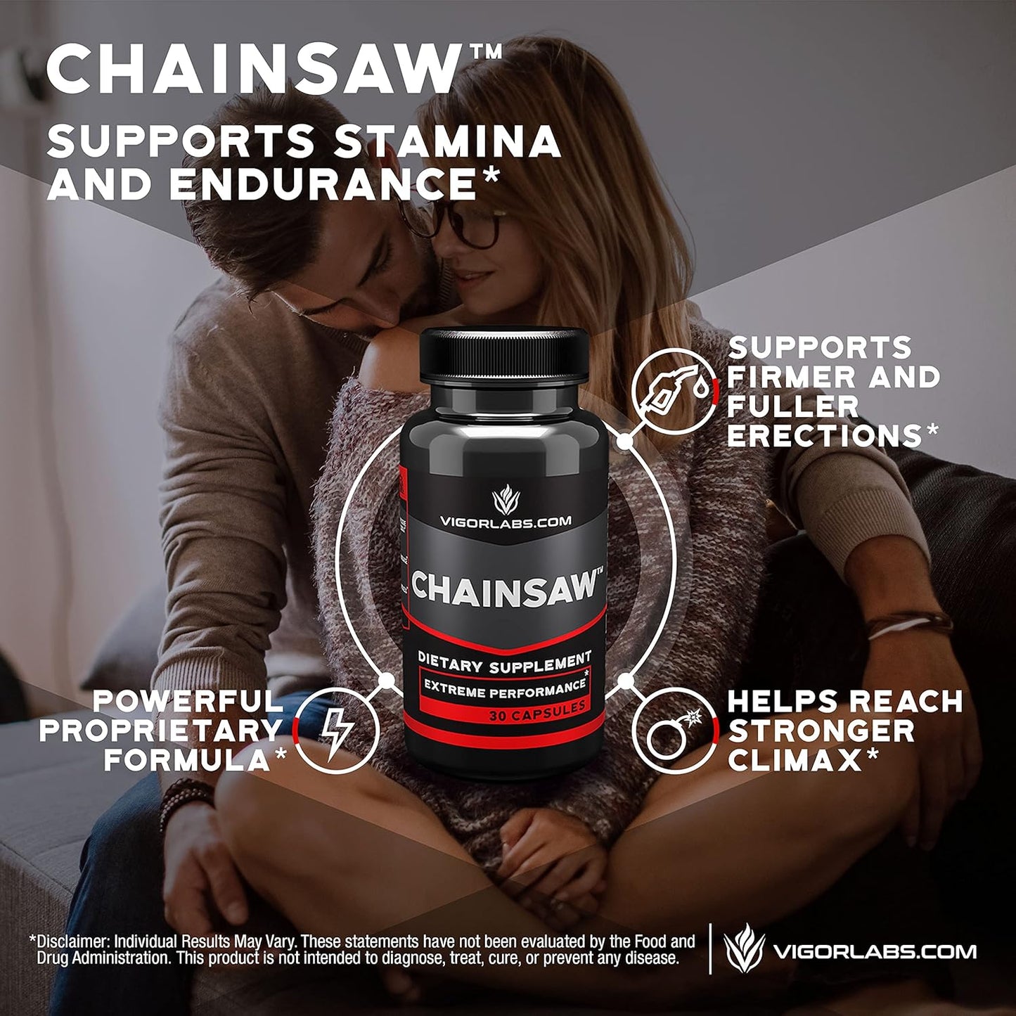 Vigor Labs Chainsaw Dietary Supplement - 30 Capsules for Firmness, Stamina, and Endurance - Made in USA - Boosts Blood Flow