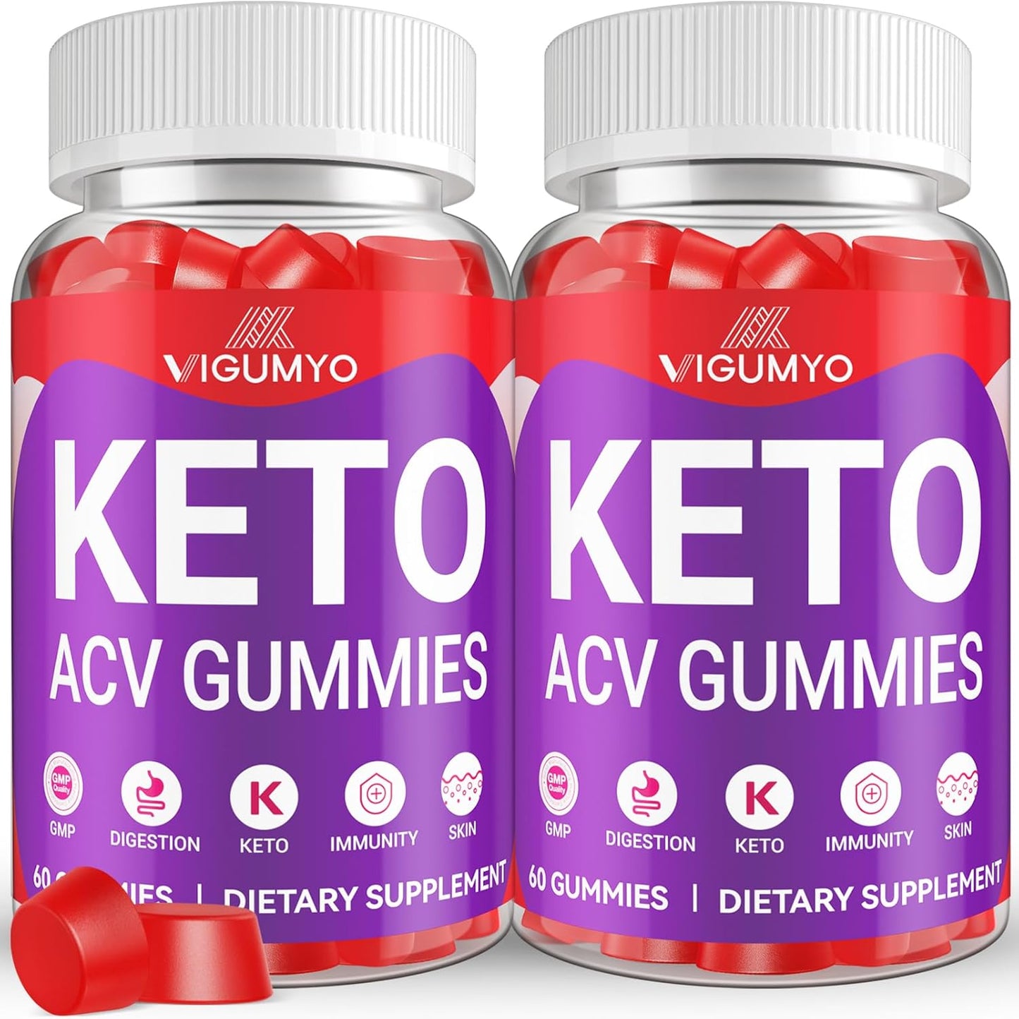 VIGUMYO Keto Apple Cider Vinegar Gummies 1500MG with Pomegranate Beet Juice Powder B12 - Vegan Non GMO - 120 Gummies