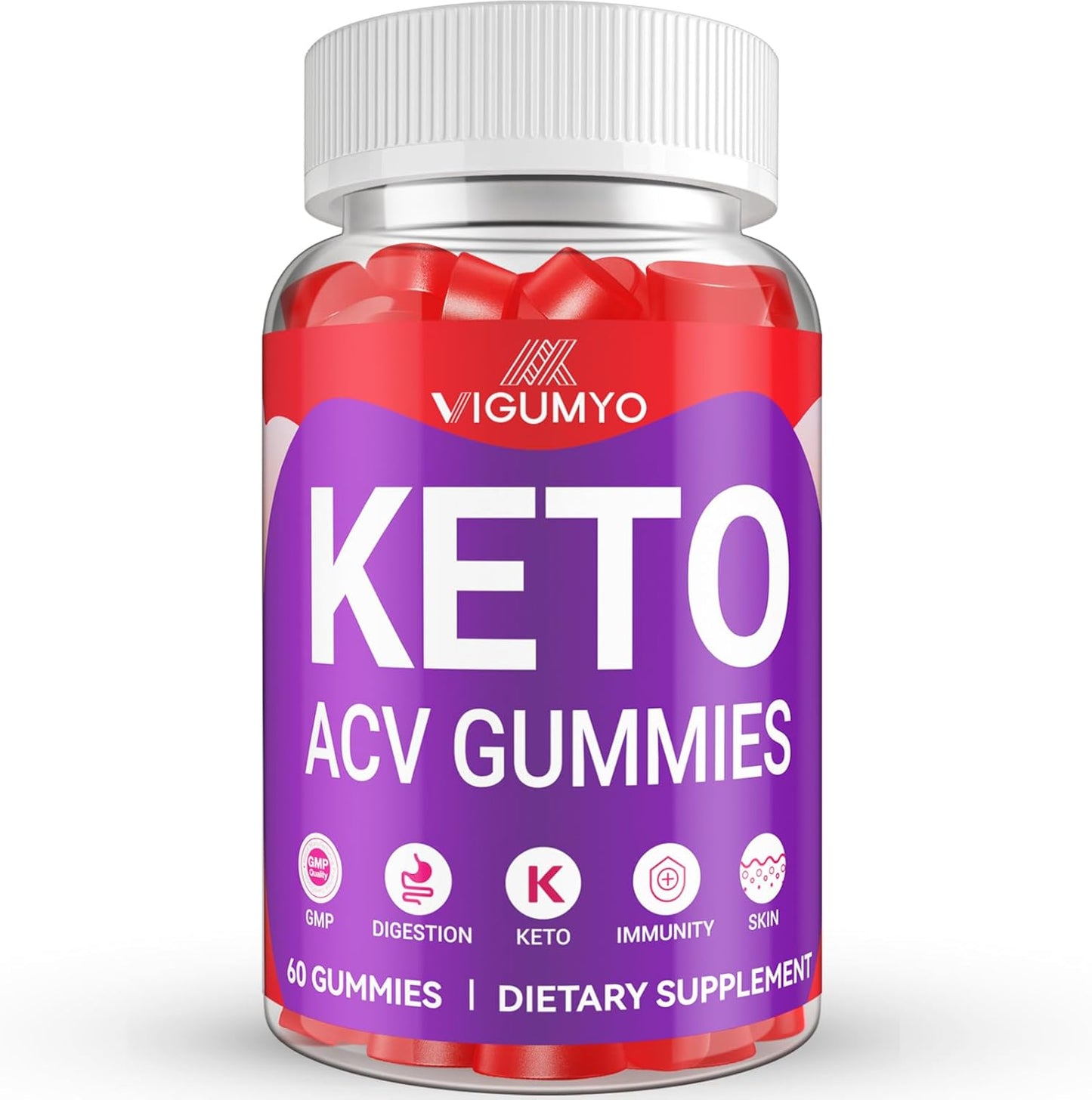 VIGUMYO Keto Apple Cider Vinegar Gummies 1500MG with Pomegranate Beet Juice Powder B12 - Vegan Non GMO - 120 Gummies