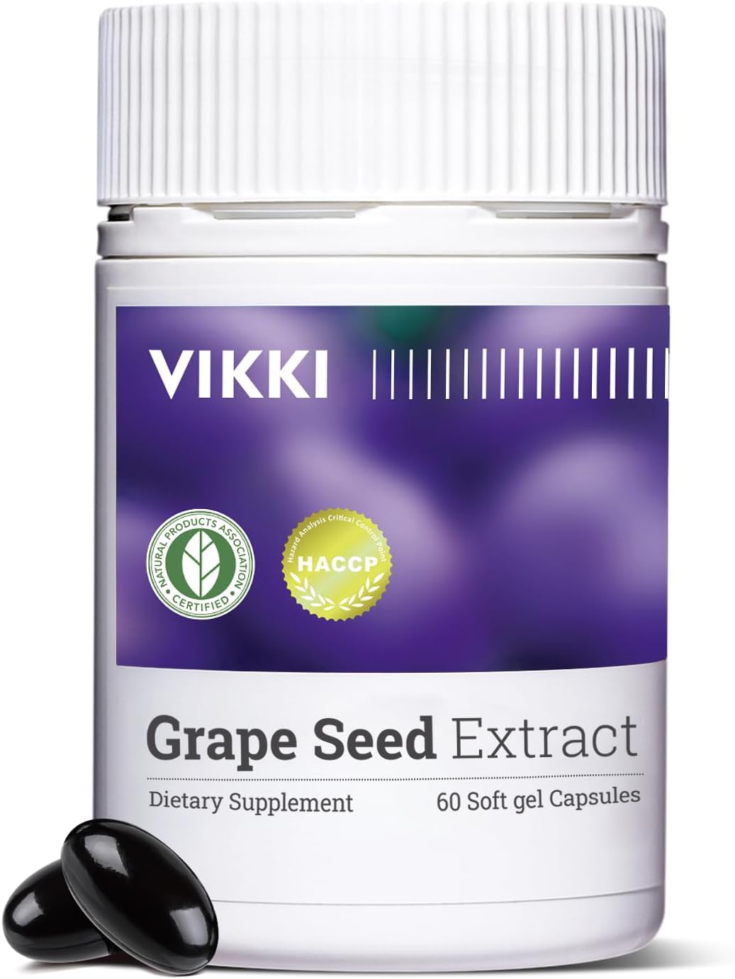Vikki Grape Seed Extract Capsules - 38,100 mg Concentrated & Standardized 10X Whole Fruit Extract - 100% Vegetarian, All-Natural, Non-GMO, Gluten Free