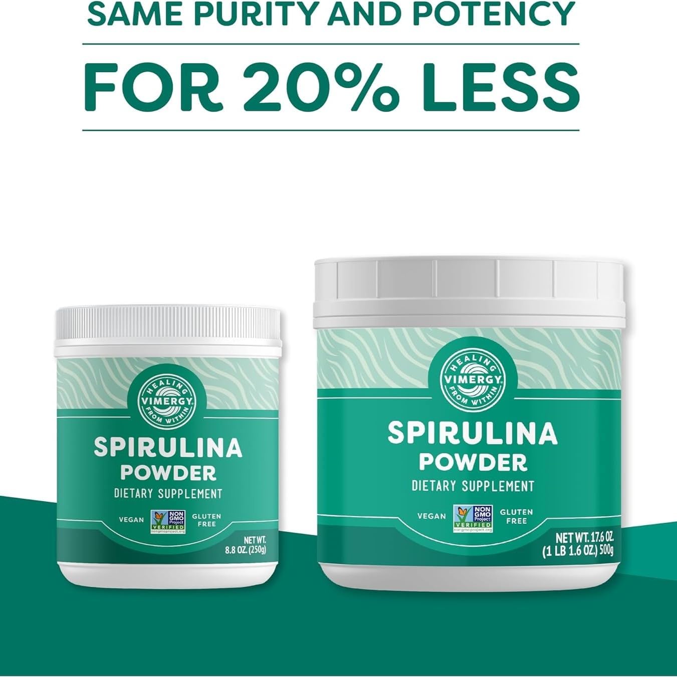 Vimergy Spirulina Powder - 500g Value Size - 166 Servings - Nutrient-Dense Blue-Green Algae Superfood - Immune Support - Non-GMO, Gluten-Free, Vegan & Paleo - Ideal for Smoothies & Juices