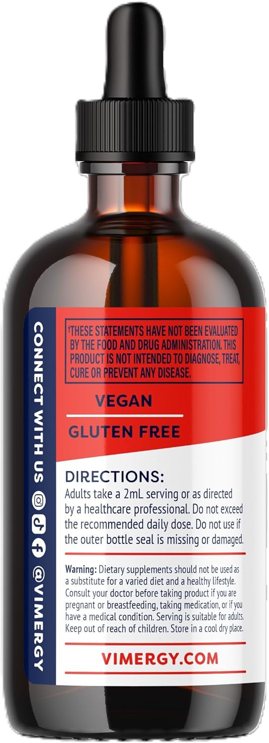 Vimergy Total Immune Support Drops - Fast-Absorbing All-Season Blend with Zinc, Thyme, and Mullein - Non-GMO, Vegan, USDA Organic - 57 Servings