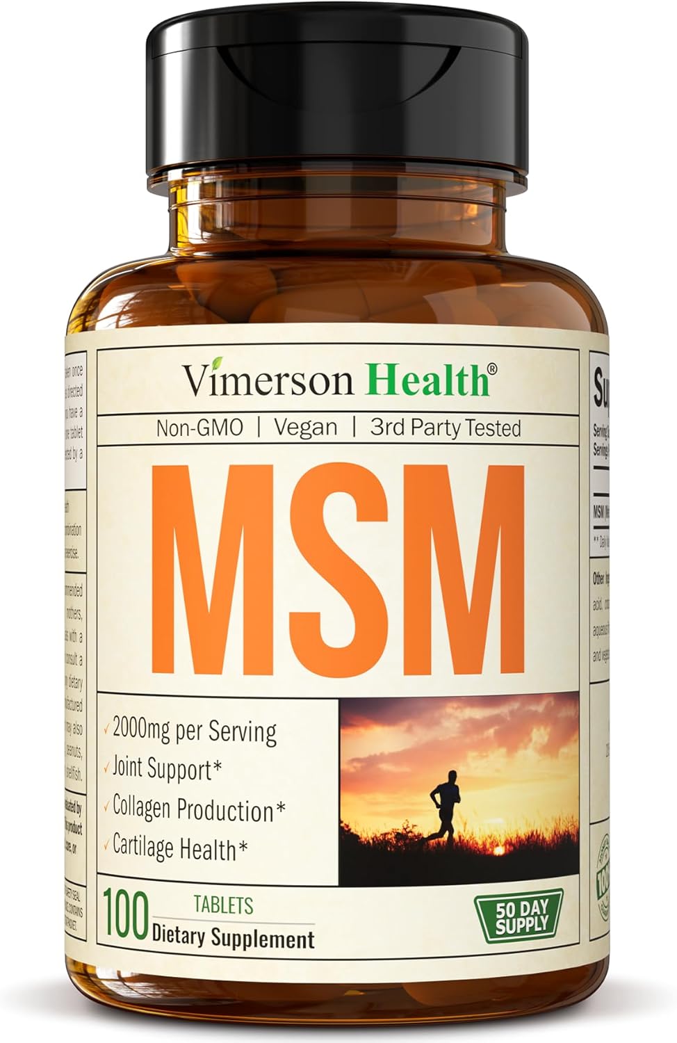 Vimerson Health MSM 2000mg - Joint Support Supplement with Antioxidant Properties for Cartilage & Joint Health - Non-GMO Vegan Formula for Occasional Discomfort Relief in Back, Knees, and Hands - 50 Day Supply