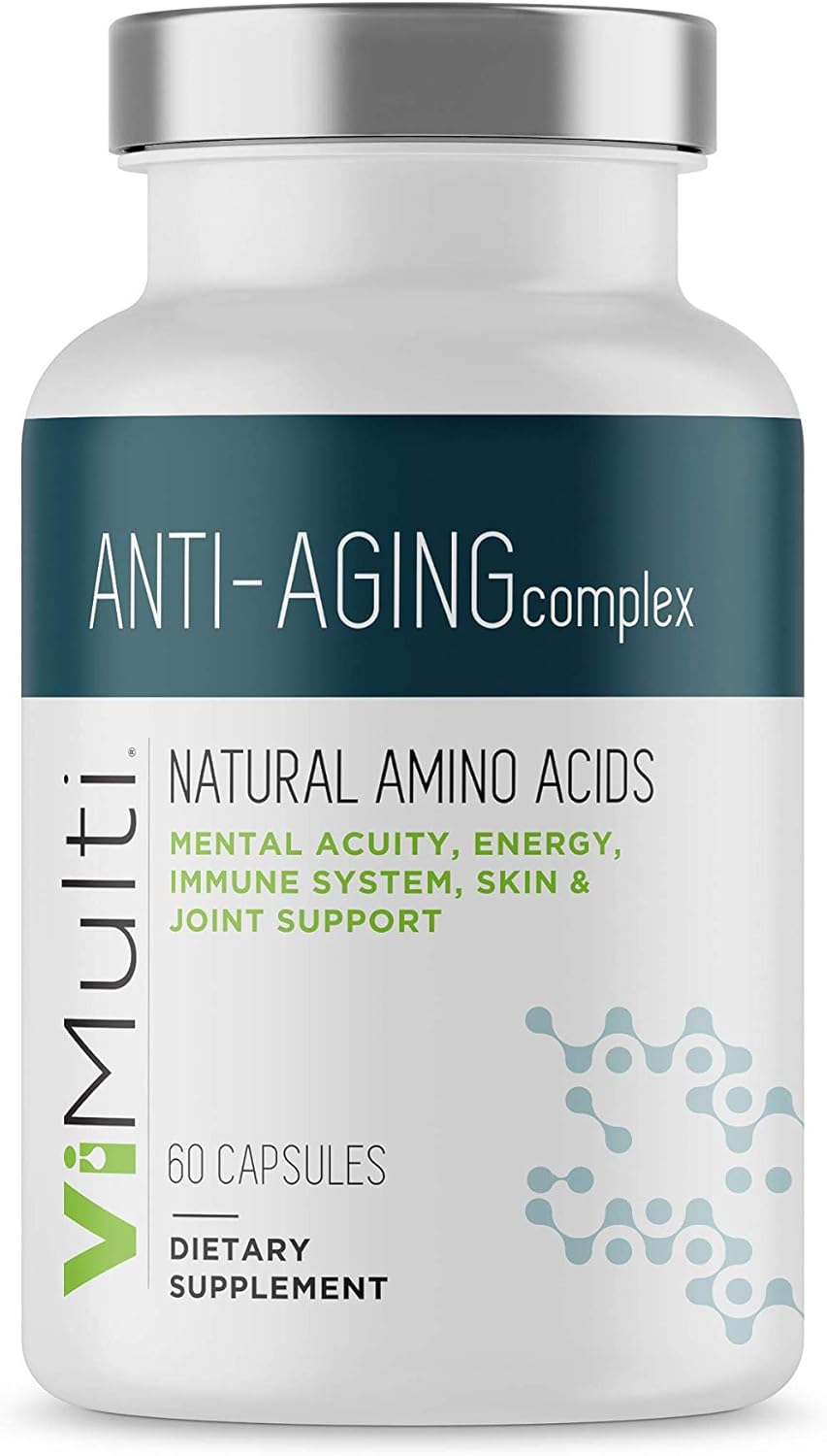 Vimulti Anti-Aging Supplement with Natural Amino Acids - Promotes Longevity, Immune Health, Energy, Skin Tone, and Restful Sleep - 60 Capsules