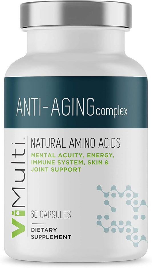 Vimulti Anti-Aging Supplement with Natural Amino Acids - Promotes Longevity, Immune Health, Energy, Skin Tone, and Restful Sleep - 60 Capsules