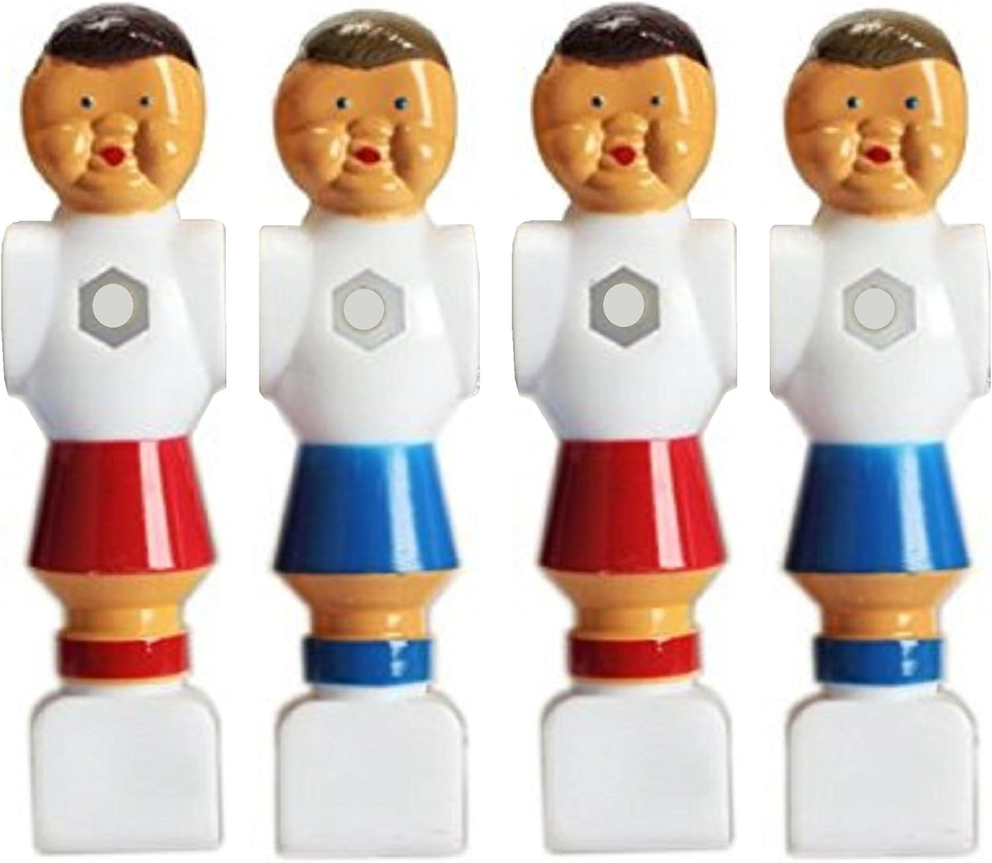 Vintage Style Foosball Table Players in Red and Blue - Set of 4 Hexagonal Belly Men