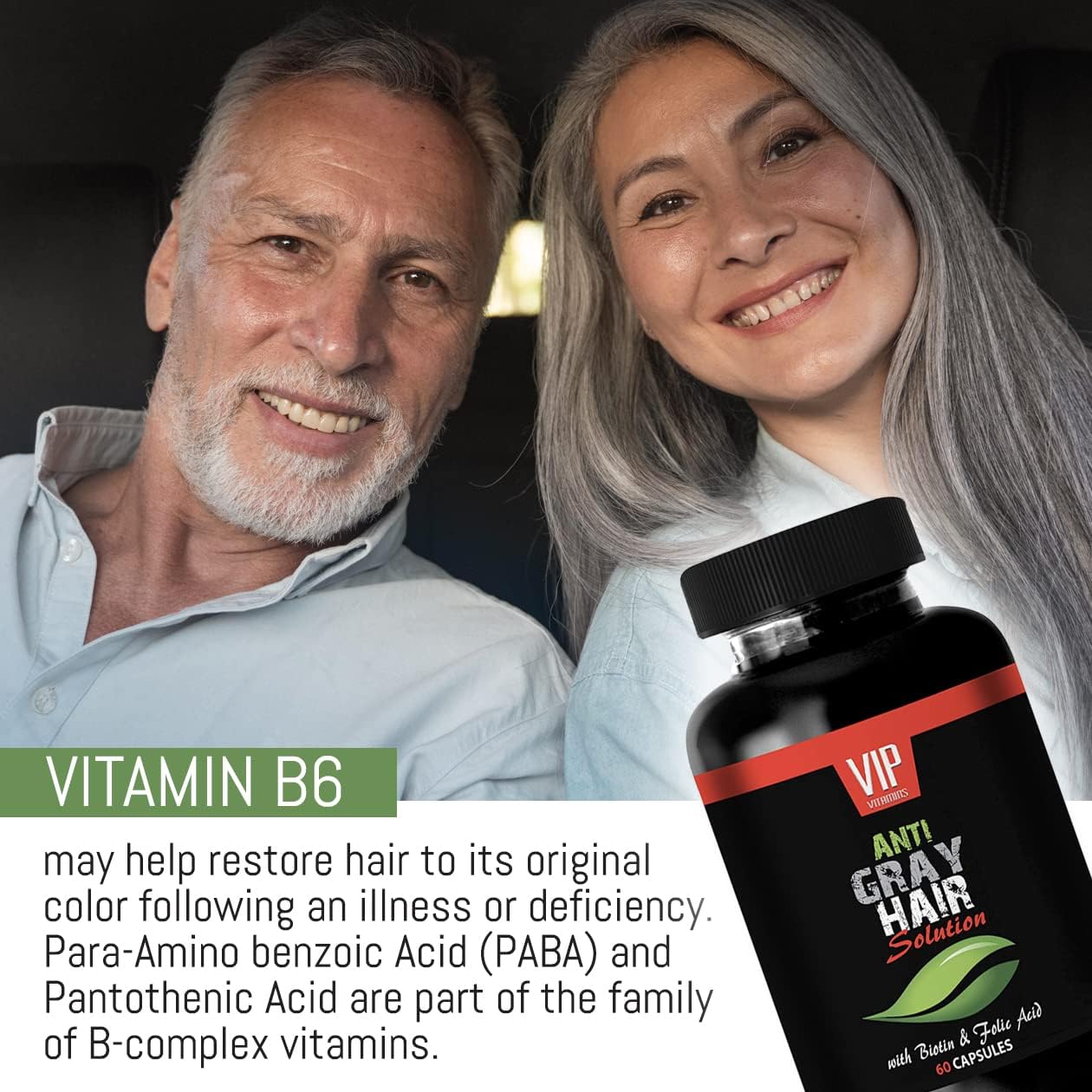 VIP VITAMINS Rejuvenation Beauty Gray Hair Solution Capsules with Biotin and Folic Acid for Women - Gray Hair Reversal Supplement