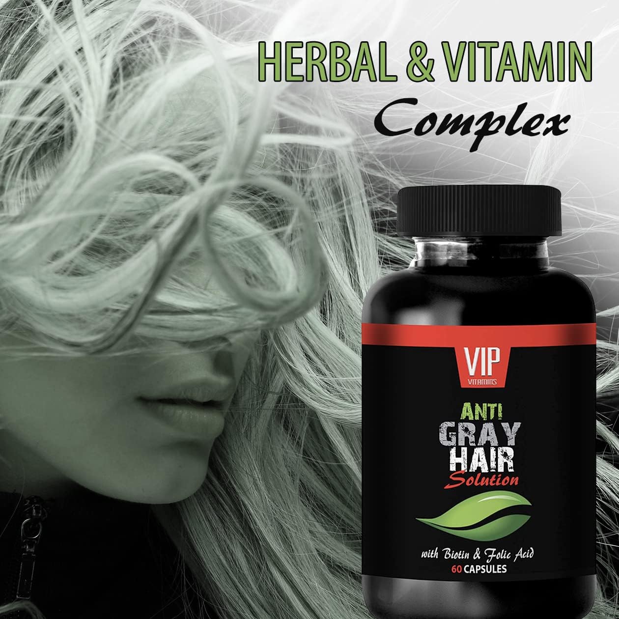 VIP VITAMINS Rejuvenation Beauty Gray Hair Solution Capsules with Biotin and Folic Acid for Women - Gray Hair Reversal Supplement