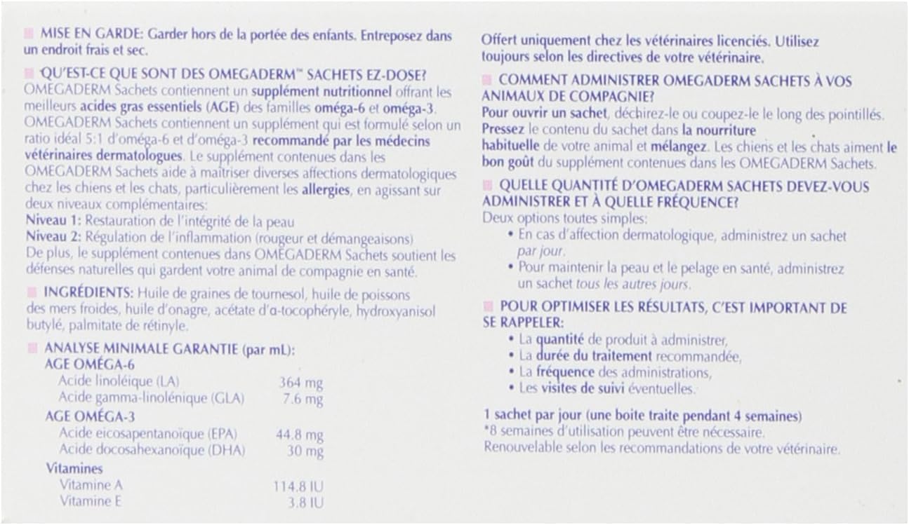 Virbac Omegaderm EZ Dose for Small Dogs and Cats - 28 Count, 4 mL