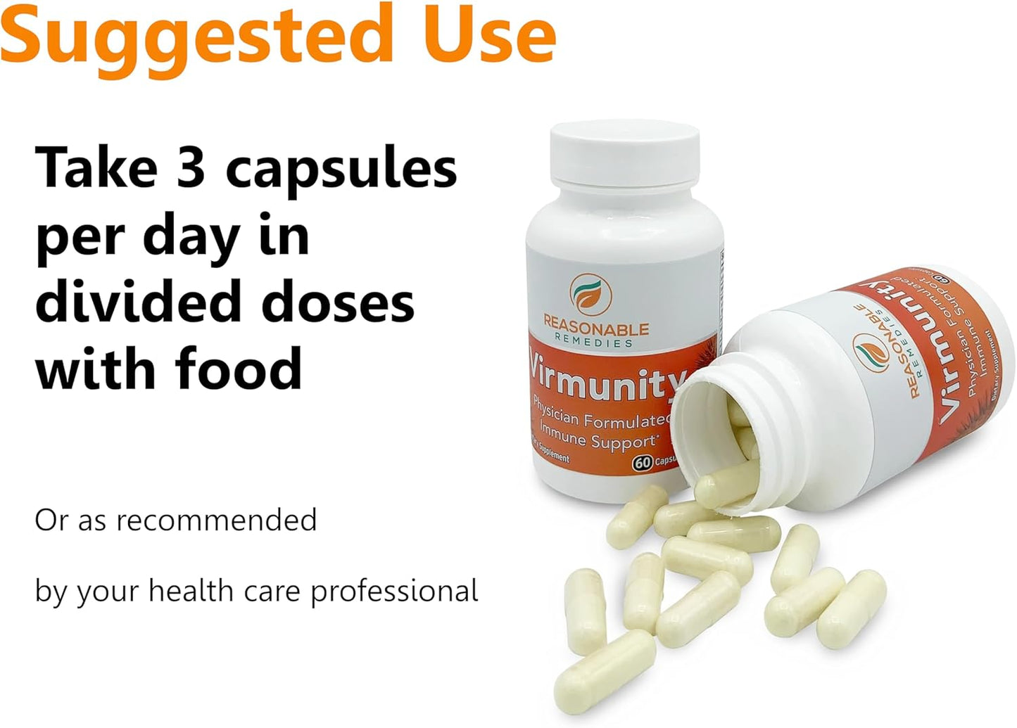 Virmunity Immune Support Supplement - 60 Capsules with Vitamin C, E, Selenium, Zinc, Antioxidants, NAC, Probiotics - Adults