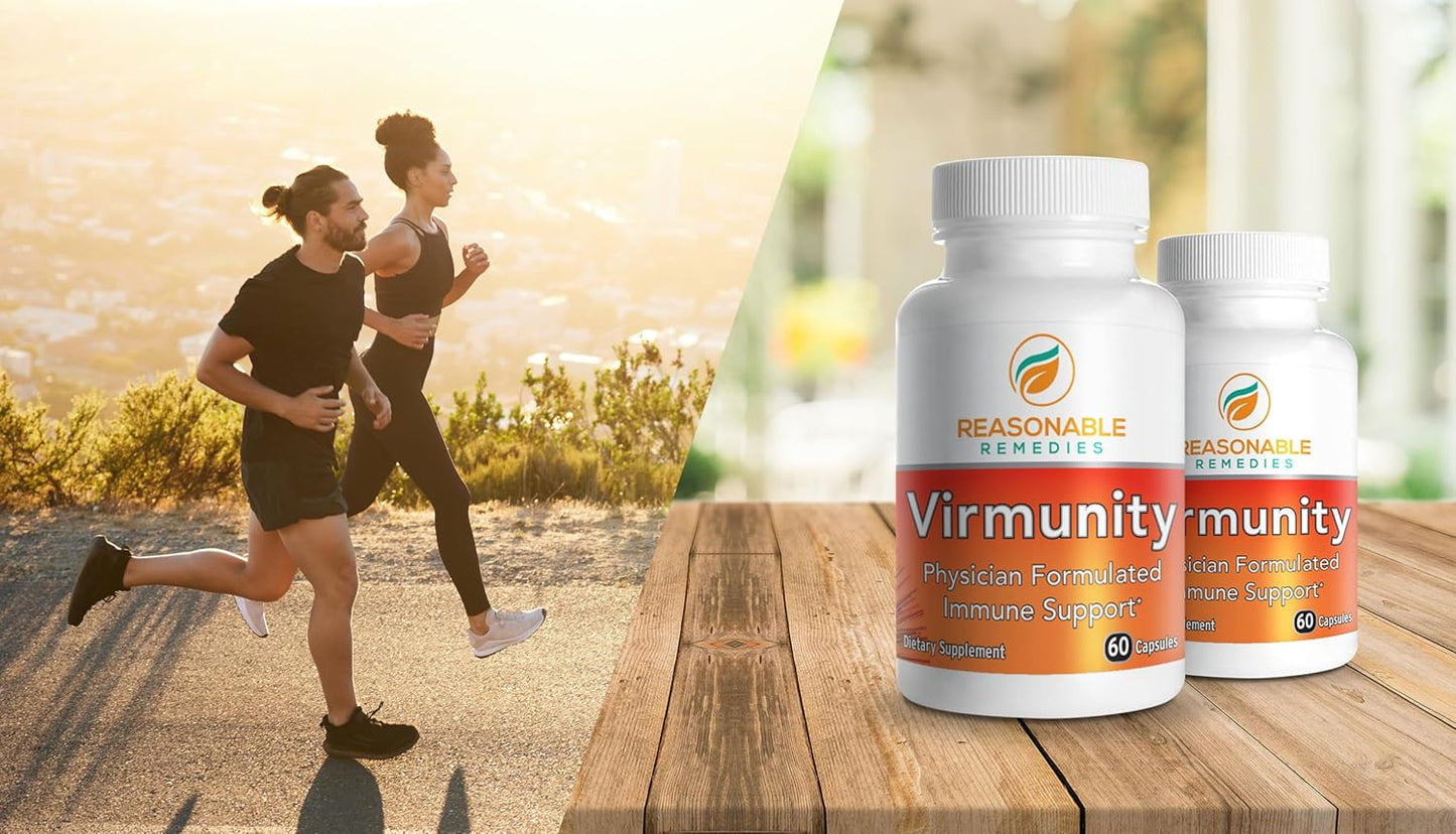 Virmunity Immune Support Supplement - 60 Capsules with Vitamin C, E, Selenium, Zinc, Antioxidants, NAC, Probiotics - Adults