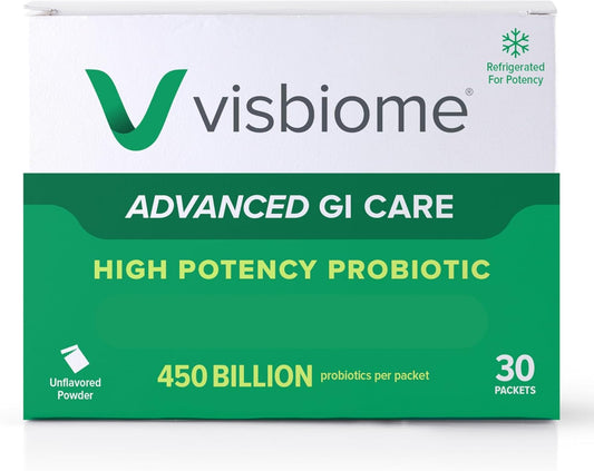 Visbiome® High Potency Probiotic Powder - 450 Billion Strength - 30 Packets - Original De Simone Formulation - Cold Shipped in Recyclable Cooler.
