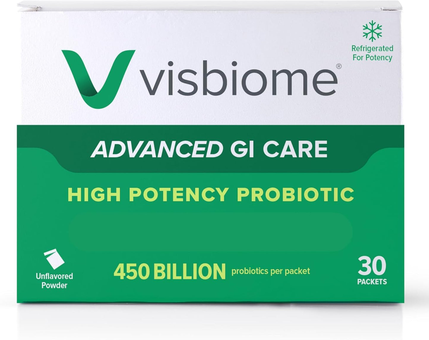 Visbiome® High Potency Probiotic Powder - 450 Billion Strength - 30 Packets - Original De Simone Formulation - Cold Shipped in Recyclable Cooler.