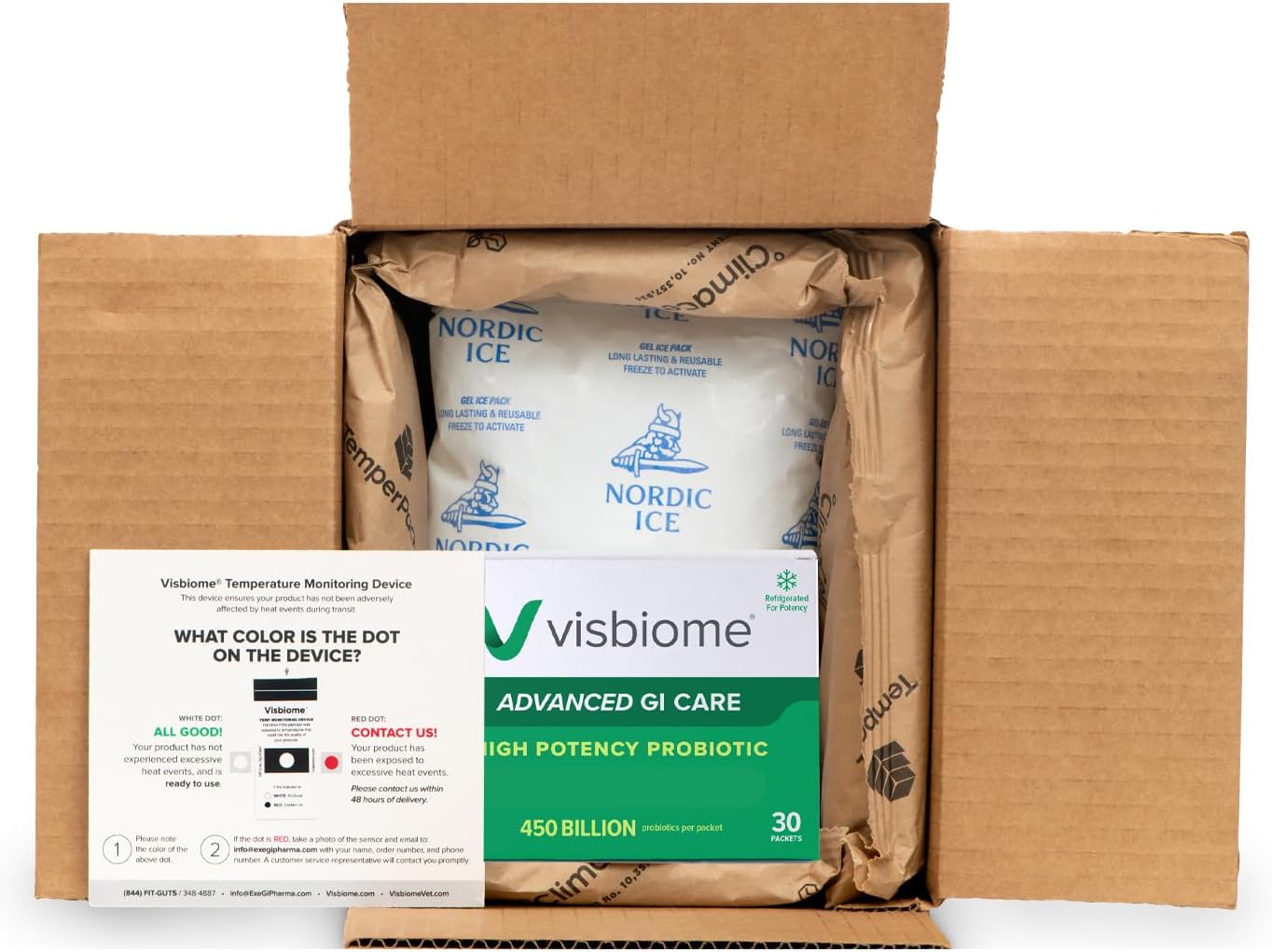 Visbiome® High Potency Probiotic Powder - 450 Billion Strength - 30 Packets - Original De Simone Formulation - Cold Shipped in Recyclable Cooler.