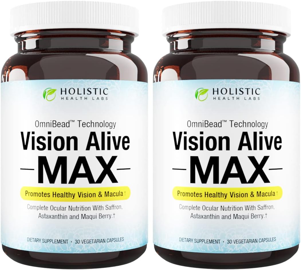 Vision Alive Max Supplement with Lutemax® 2020, Bilberries, Blueberries, c3g, Maqui Berry, Saffron, and Astaxanthin - 60 Capsules