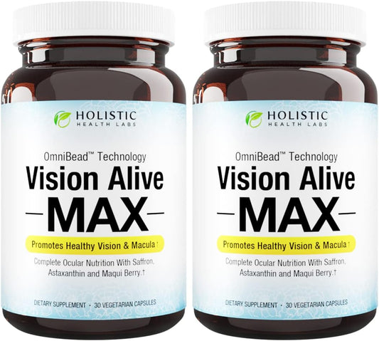 Vision Alive Max Supplement with Lutemax® 2020, Bilberries, Blueberries, c3g, Maqui Berry, Saffron, and Astaxanthin - 60 Capsules