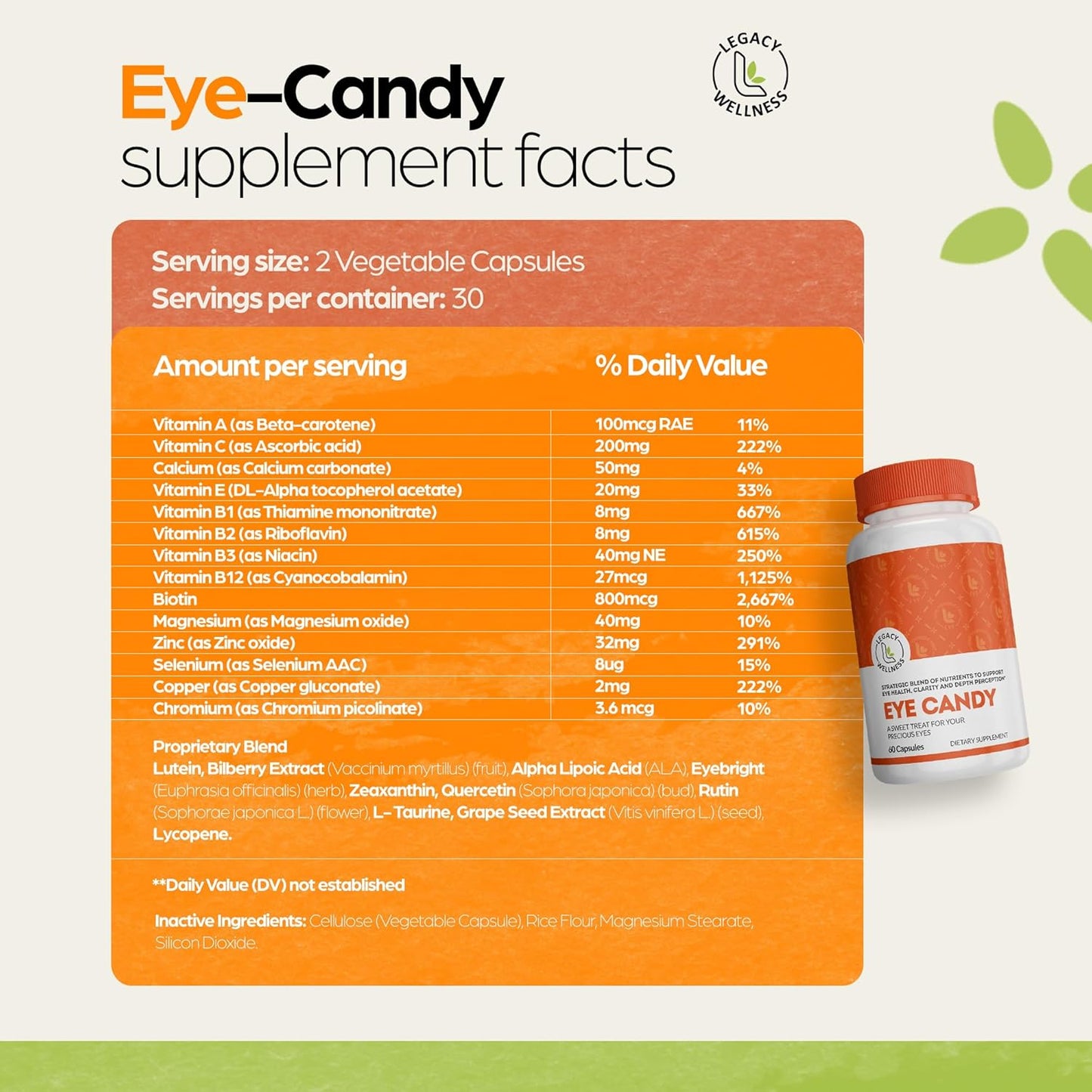Vision Health Support Eye Vitamins with Lutein, Zeaxanthin, and Essential Minerals for Aging Adults - Reduce Eye Strain and Dryness with Nutrient-Rich Supplements