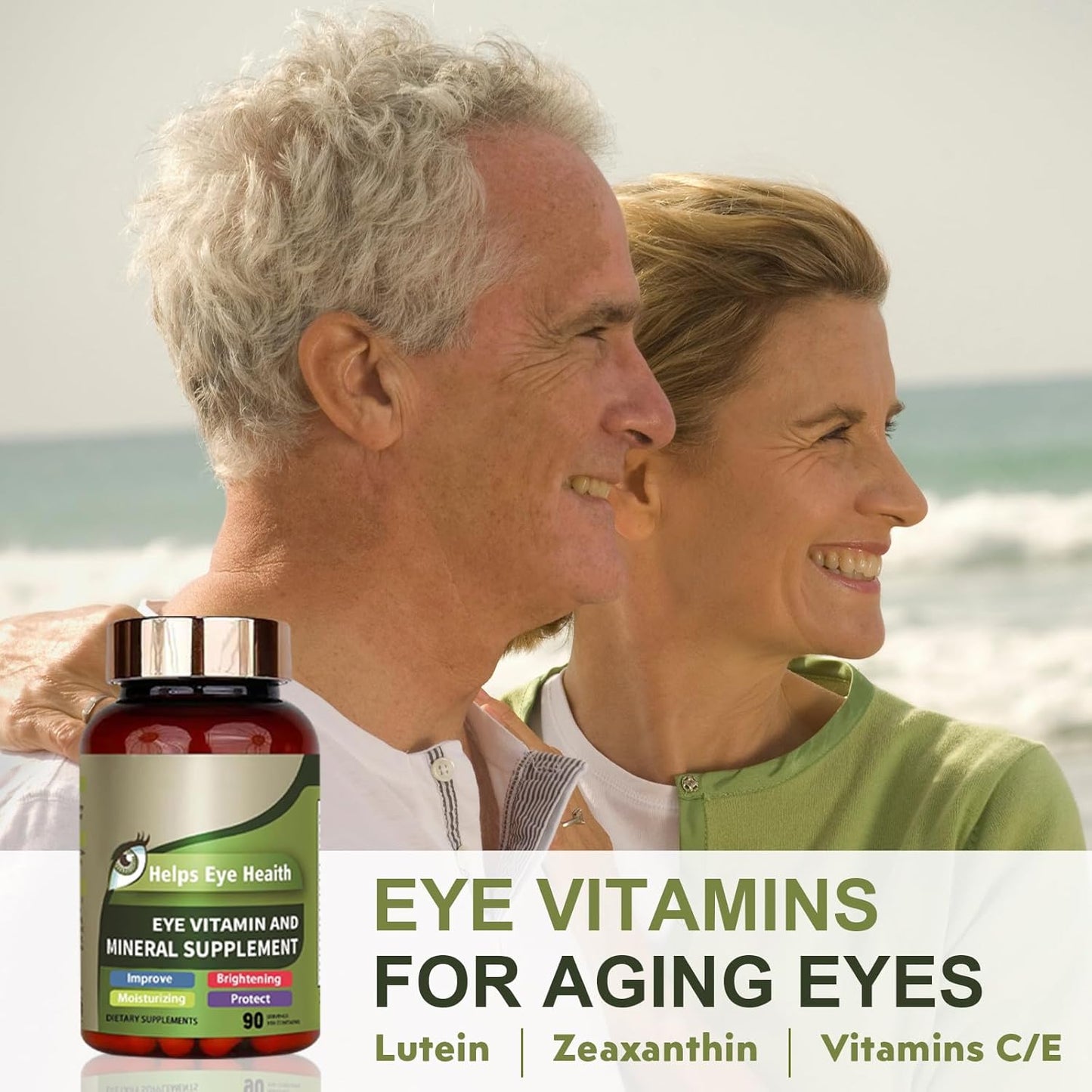 Vision Health Support Supplement with Lutein, Zeaxanthin, Vitamins C & E - Vegan Eye Vitamins for Adults - 90 Capsules