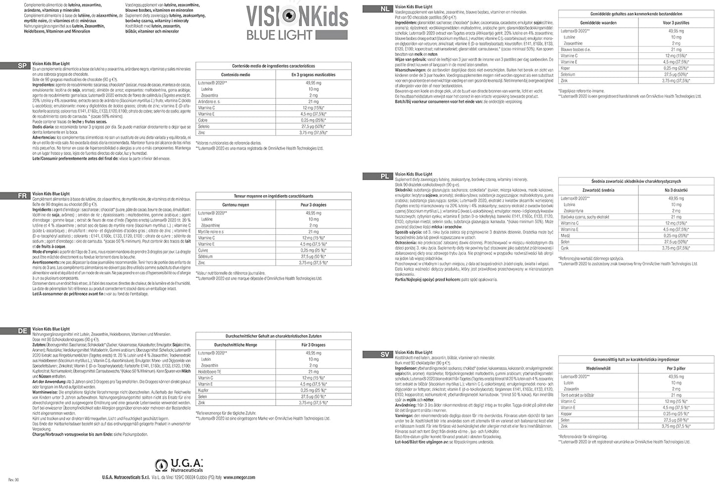 Vision Kids Blue Light Children’s Supplement with Lutein, Zeaxanthin, Blueberry | 90 Dark Chocolate Candies for Eye Health