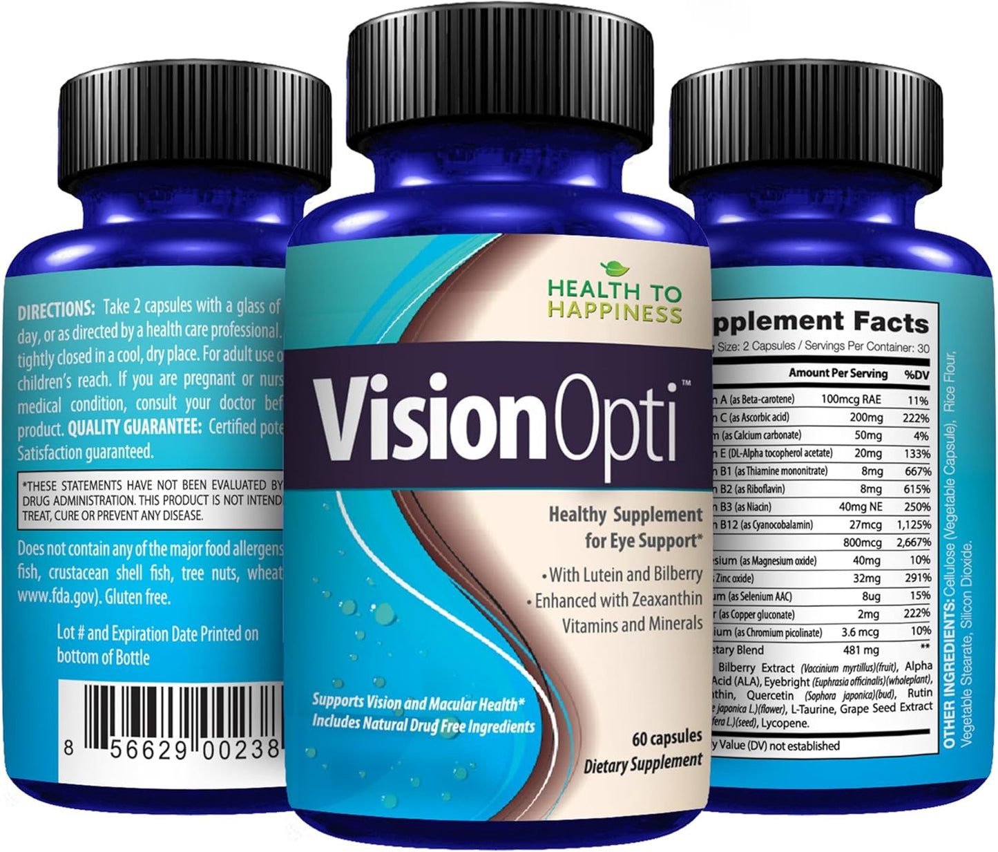 Vision Opti - Eye Health Supplement with Lutein, Zeaxanthin, Selenium, Zinc, Vitamins A & C | 60 Capsules for Healthy Eyes and Wellness