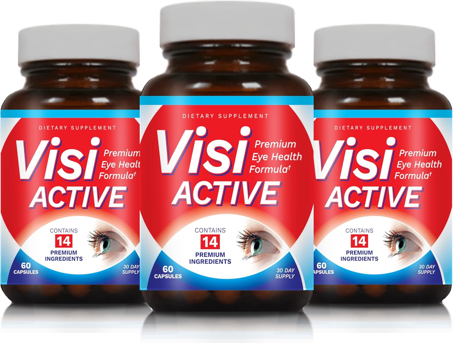 Vision Support Supplement with L-Tartrate, Resveratrol, Blueberry Extract, Vitamins A, C, D - 60 Capsules x 3 - Eye Health Formula for Vision Support