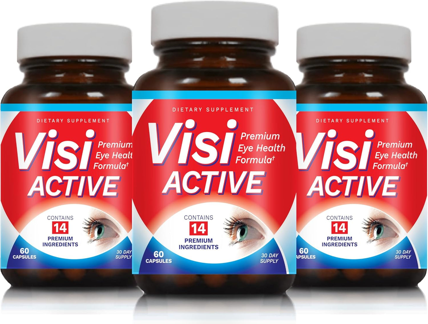 Vision Support Supplement with L-Tartrate, Resveratrol, Blueberry Extract, Vitamins A, C, D - 60 Capsules x 3 - Eye Health Formula for Vision Support