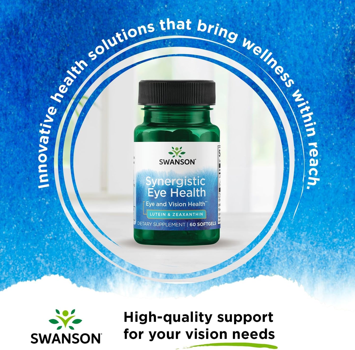 Vision Support Supplement with Lutemax Lutein 20mg and OmniXan Zeaxanthin 2mg - 60 Softgels for Eye Health - Swanson Synergistic Formula