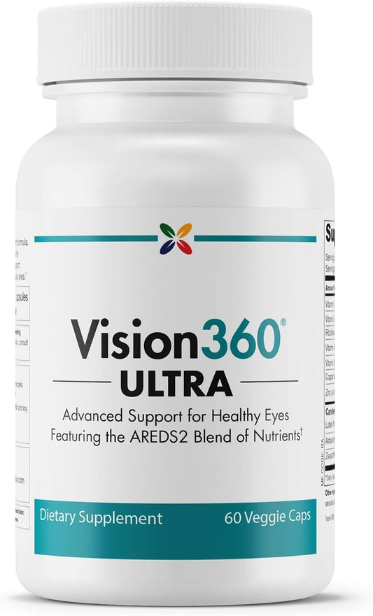 Vision360 Ultra AREDS2: Eye Health Supplement with Vitamins C, E, D3, B2, B12, Zinc, Copper, Astaxanthin, and Lutein - 60 Vcaps