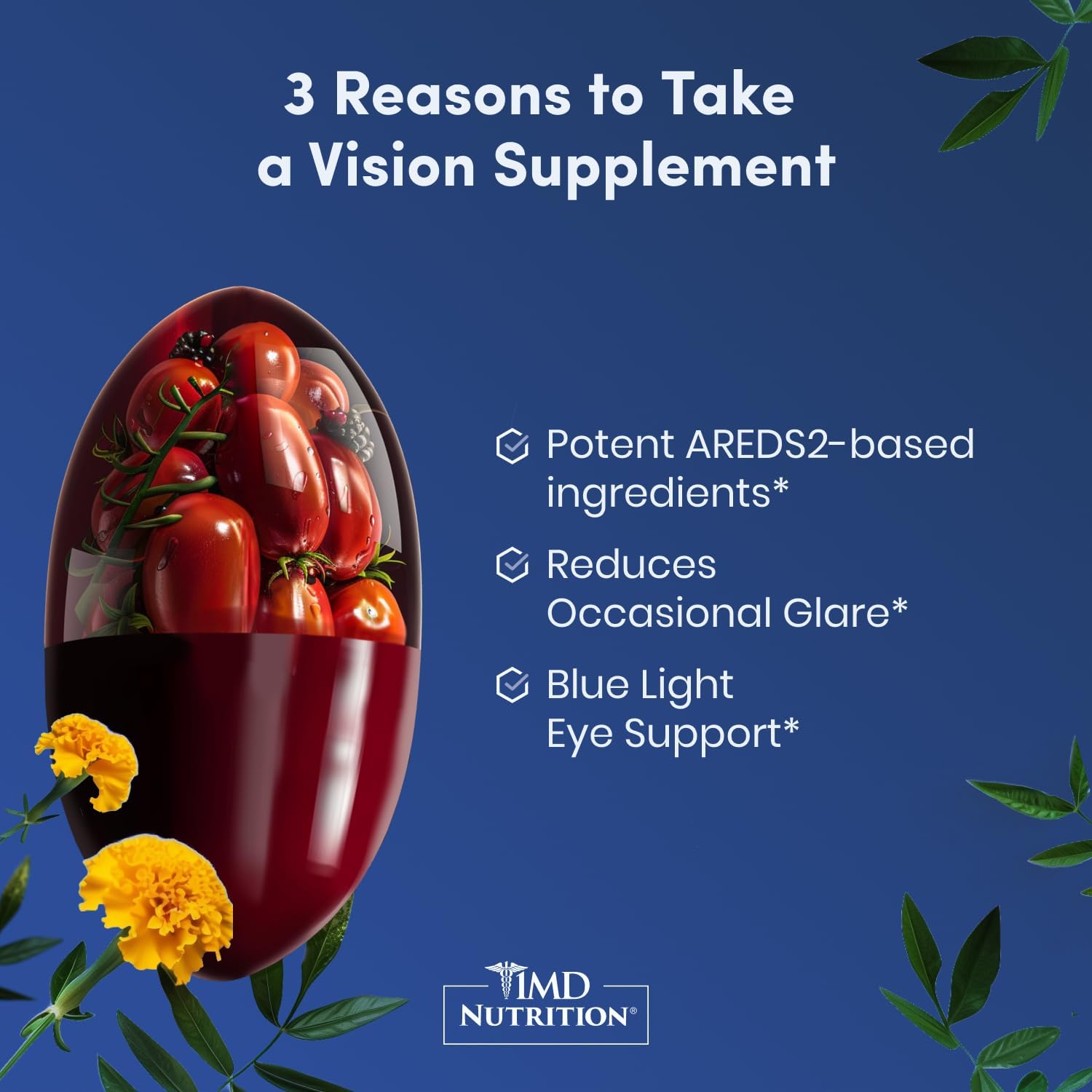 VisionMD Eye Vitamin CARMIS - Eye Supplement for Adults with OptiLut Lutein & Zeaxanthin - Supports Vision Health, Reduces Eye Strain & Dryness - 30 Softgels