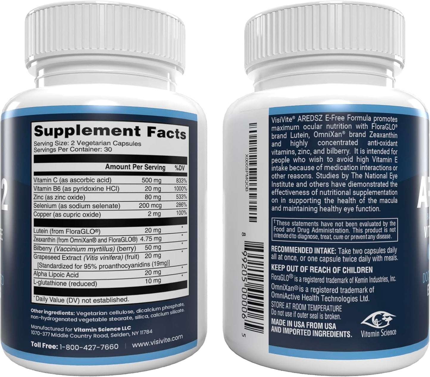 VisiVite AREDS 2 Eye Vitamins for Seniors with Lutein and Zeaxanthin - 60 Capsules